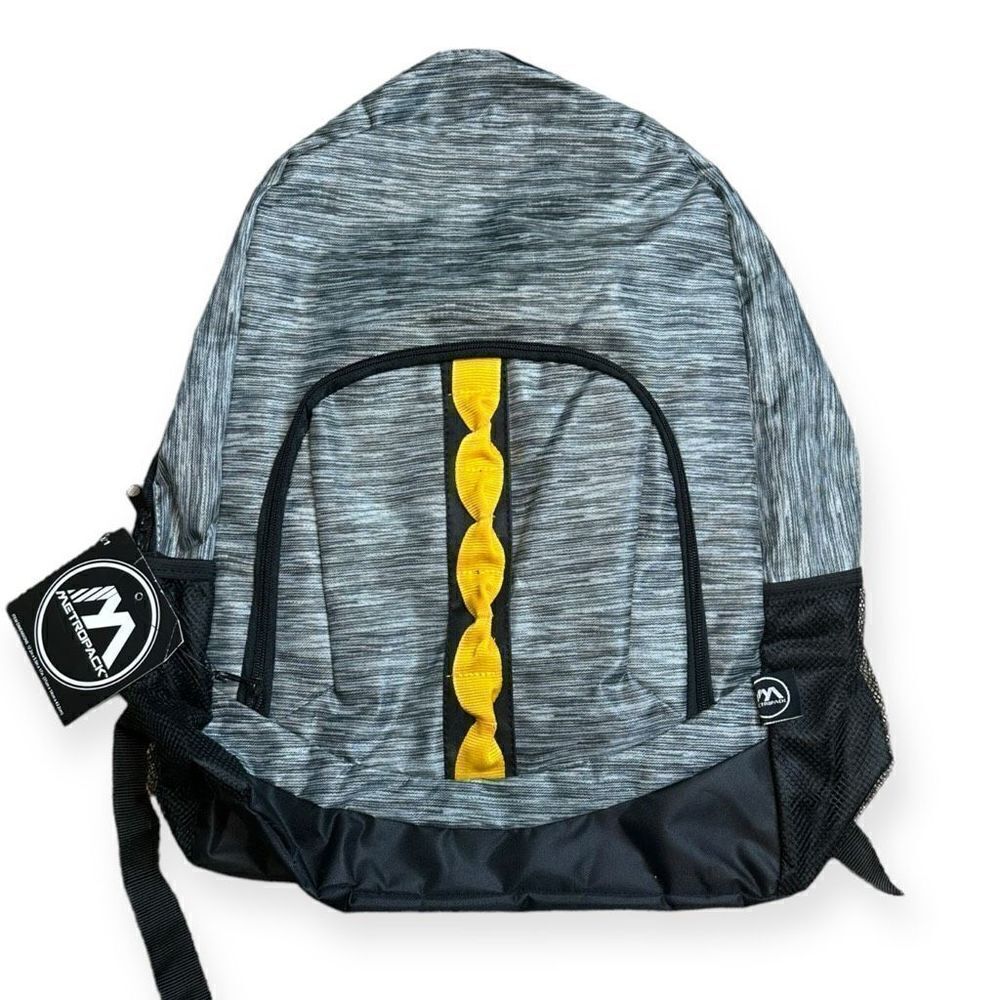 Metropack Kids Black Gray Space Dye Mesh Side Pockets School Travel Backpack NWT